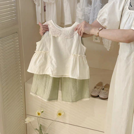 Girls Suspender Vest Set – Cute Summer Two-Piece – Outfit Sets – Image 1
