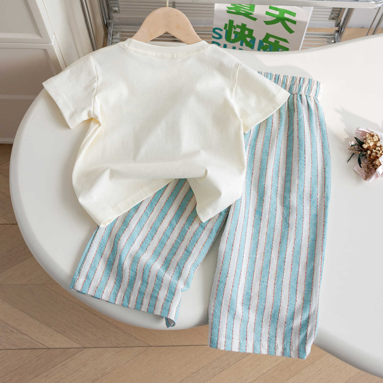 Girls Striped Pants Set – Casual Summer Outfit – Outfit Sets – Image 2