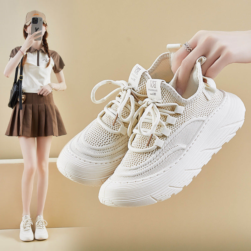 Korean Fly Woven Sneakers Women 2025 Summer