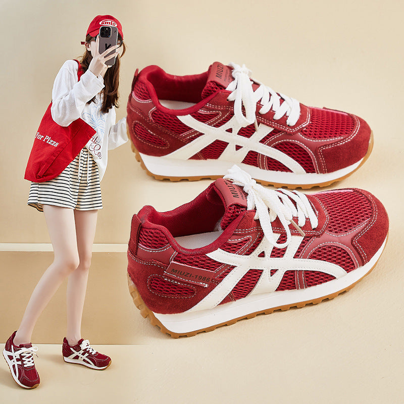 Korean Running Sneakers Women 2026 Thick Sole
