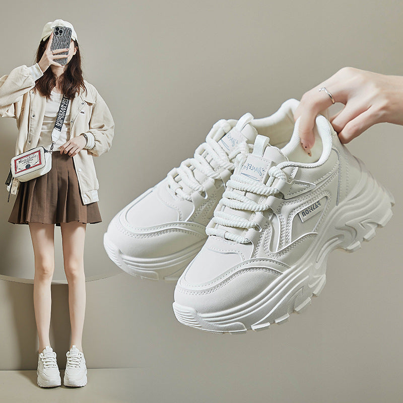 Korean Dad Shoes Women 2026 Thick Sole Sneakers