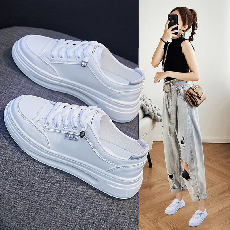 Korean White Platform Sneakers Women 2026