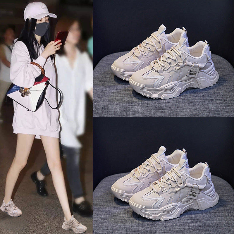 Korean Dad Shoes Women 2026 Thick Sole Sneakers