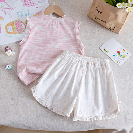 Girls Summer Lace Vest Top & Printed Shorts Set – Baby & Children's Outfits – Image 2