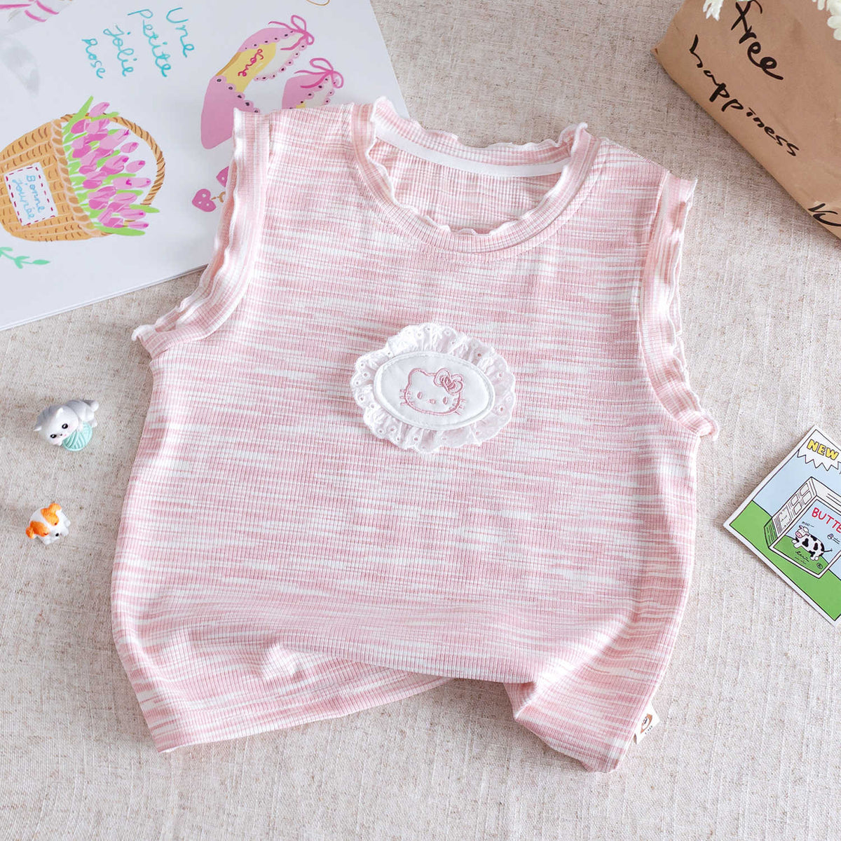 Girls Summer Lace Vest Top & Printed Shorts Set – Baby & Children's Outfits – Image 3