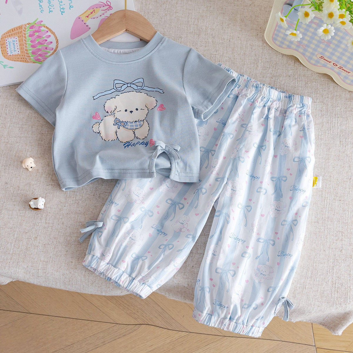 Baby Girls Cartoon Cat Summer Suit Set – Baby & Children's Outfits – Image 2