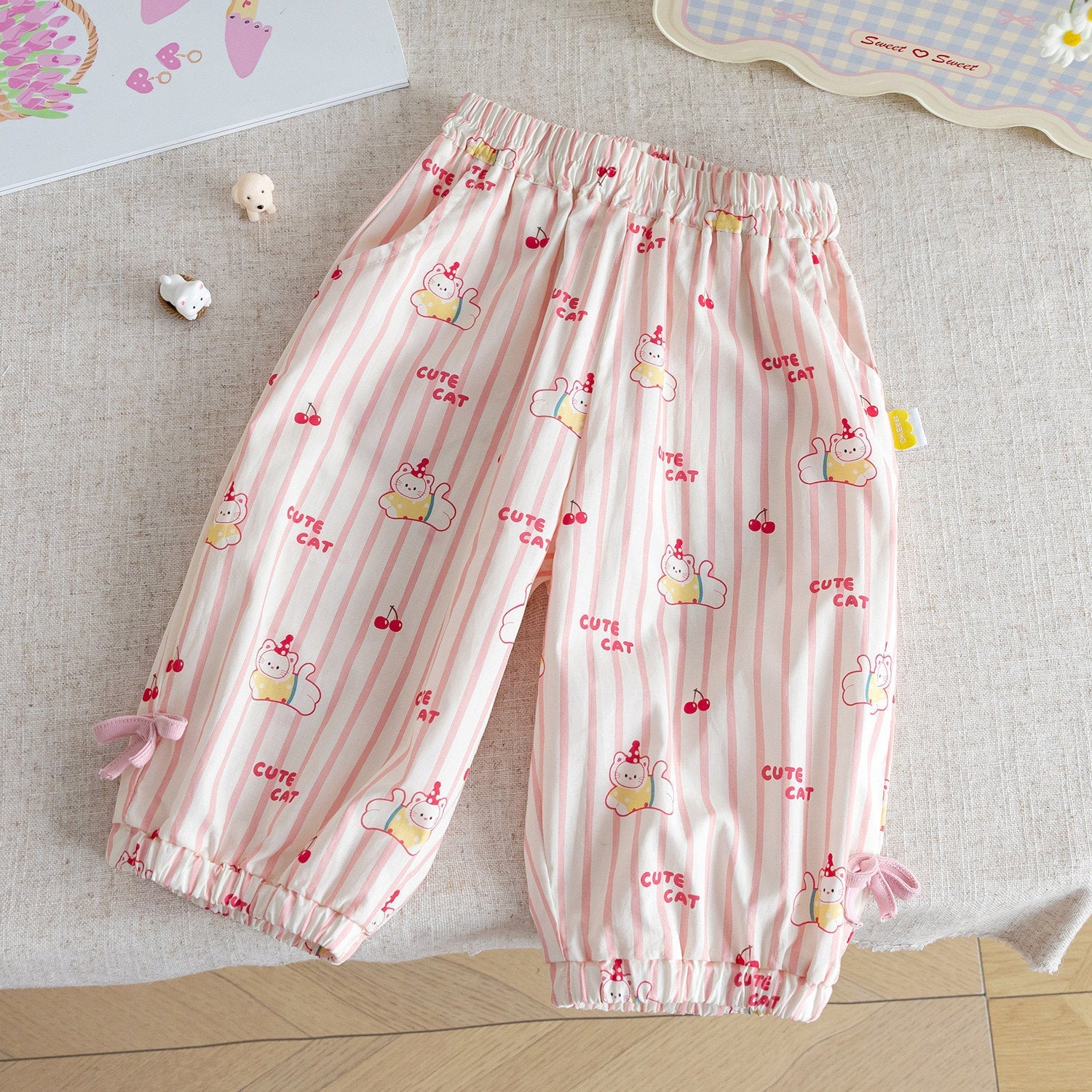 Baby Girls Cartoon Cat Summer Suit Set – Baby & Children's Outfits – Image 4