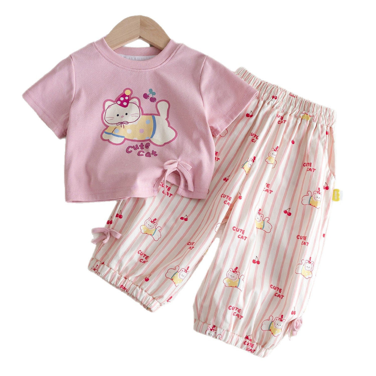 Baby Girls Cartoon Cat Summer Suit Set – Baby & Children's Outfits – Image 5