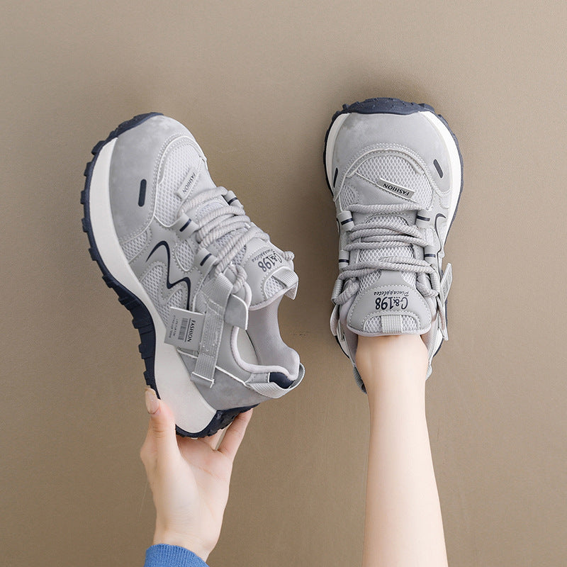 Korean Clunky Sneakers Women 2026 Thick Sole