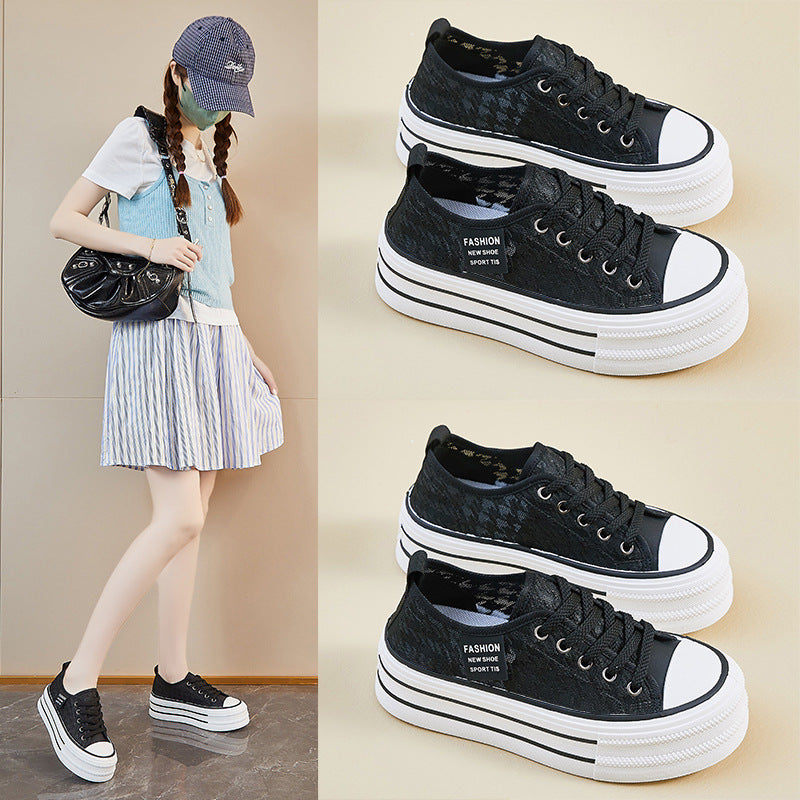 Korean Mesh White Sneakers Women 2026 Summer