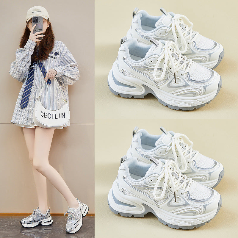Korean Dad Shoes Women 2026 Thick Sole Sneakers