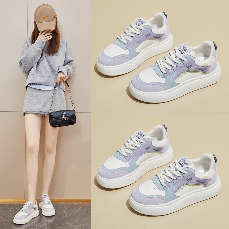 Korean White Sneakers Women 2026 Thick Sole
