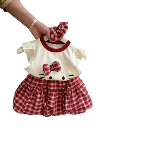 Baby Girls Cartoon T-Shirt & Plaid Flower Bud Skirt Set – Baby & Children's Outfits – Image 5