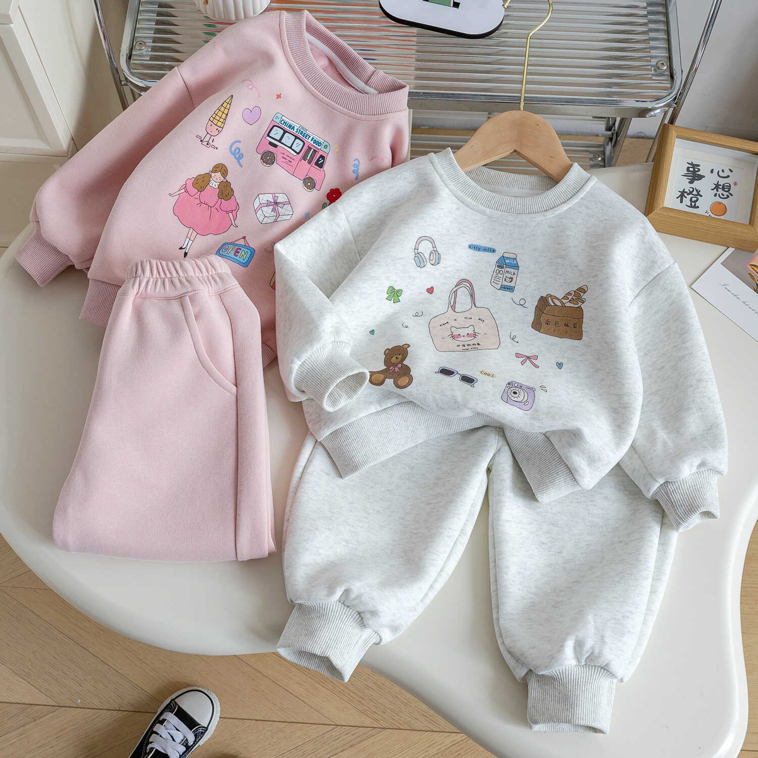 Baby Girls Cartoon Sweatshirt Set Spring Autumn 2025 – Baby & Children's Outfits – Image 2