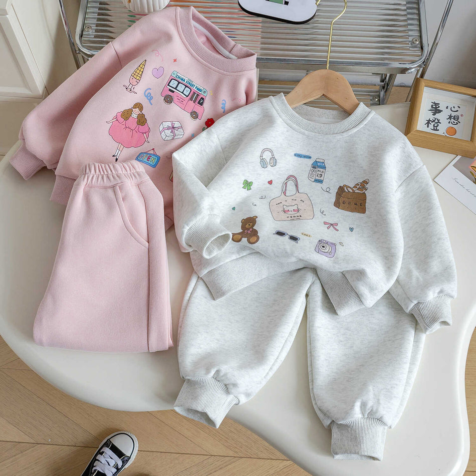 Baby Girls Cartoon Sweatshirt Set Spring Autumn 2025 – Baby & Children's Outfits – Image 2