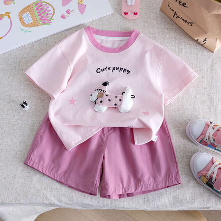 Baby Girls Cartoon Summer Top & Shorts Set – Baby & Children's Outfits – Image 1