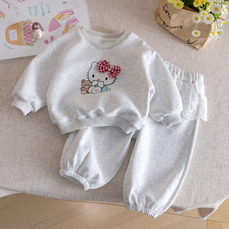 Baby Girls Cartoon Sweatshirt & Lace Pants Set 2025 Autumn – Baby & Children's Outfits – Image 1