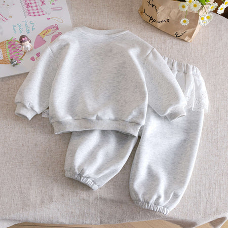Baby Girls Cartoon Sweatshirt & Lace Pants Set 2025 Autumn – Baby & Children's Outfits – Image 2