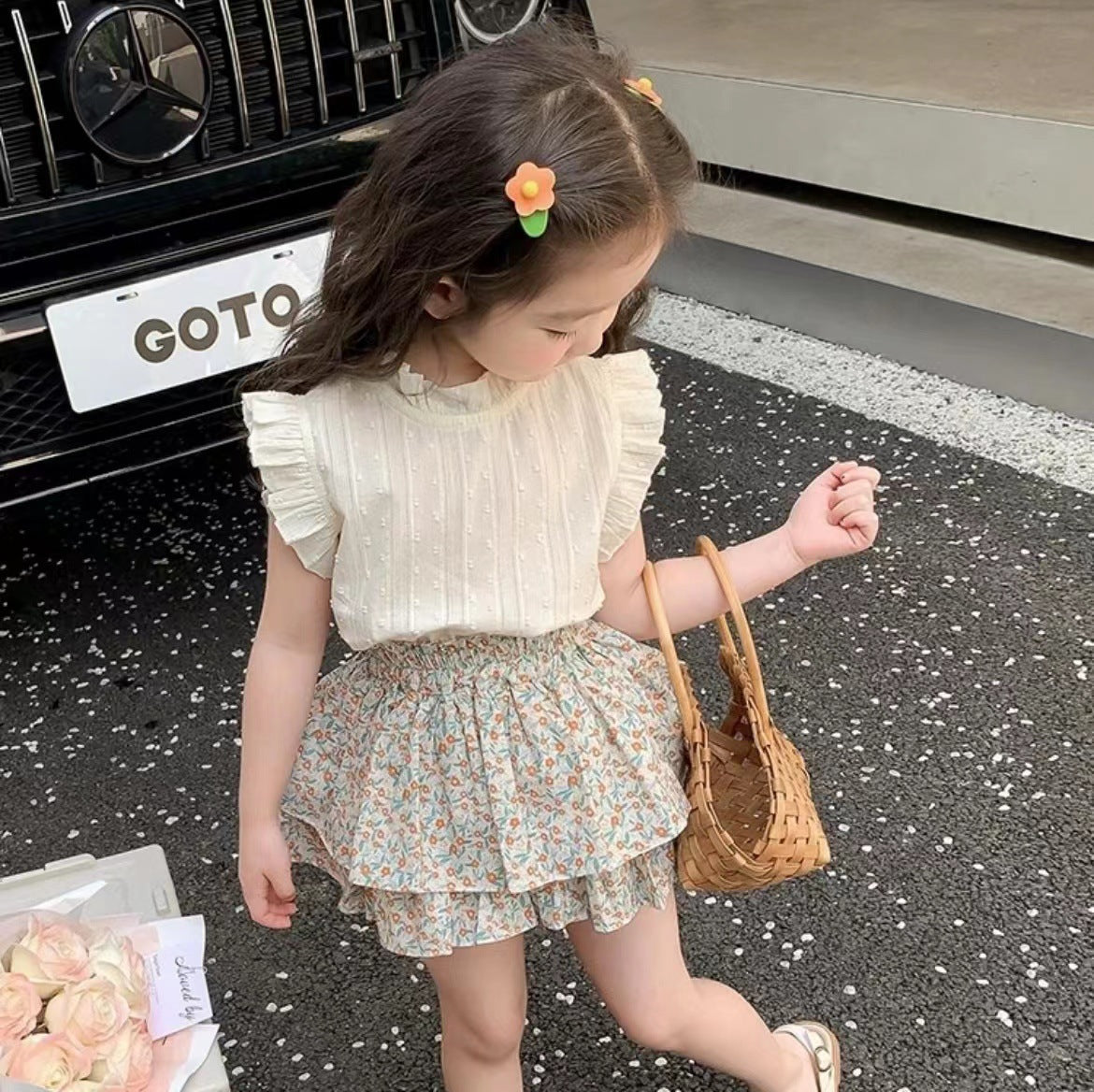 Baby Girls Korean Floral Sleeveless Summer Set – Baby & Children's Outfits – Image 2