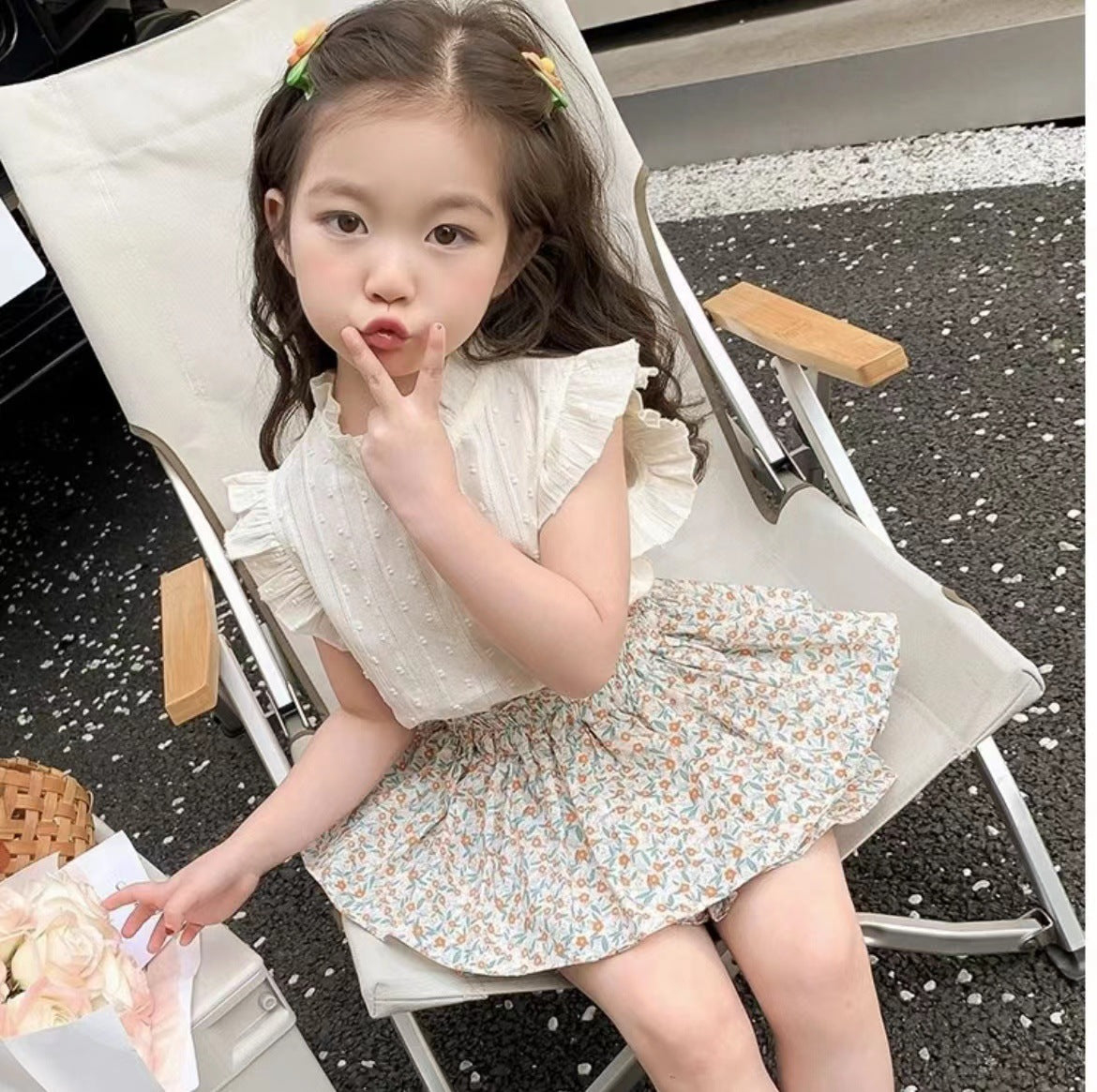 Baby Girls Korean Floral Sleeveless Summer Set – Baby & Children's Outfits – Image 3