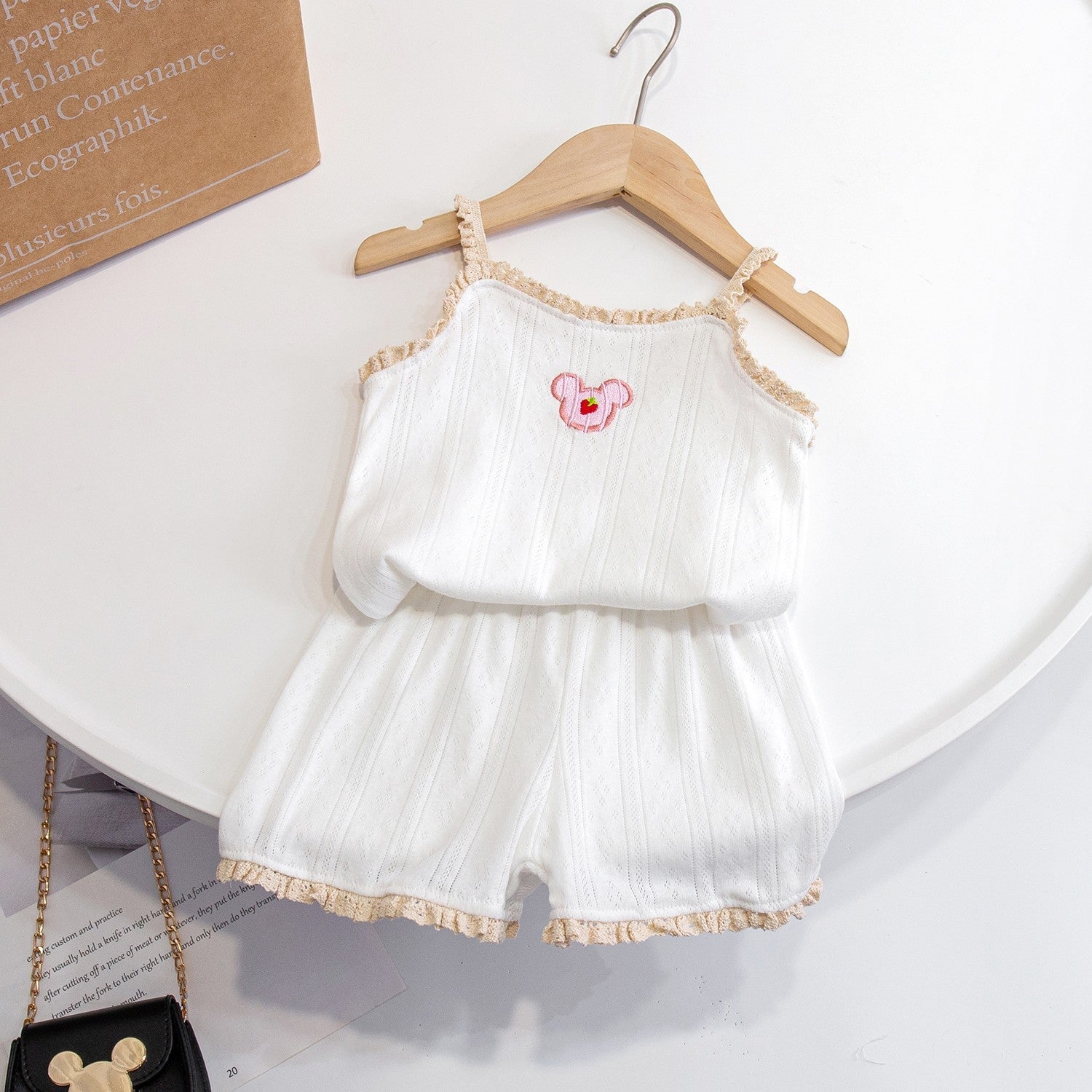 Baby Girls Cotton Sling Pajama Set Summer Homewear – Baby & Children's Outfits – Image 4