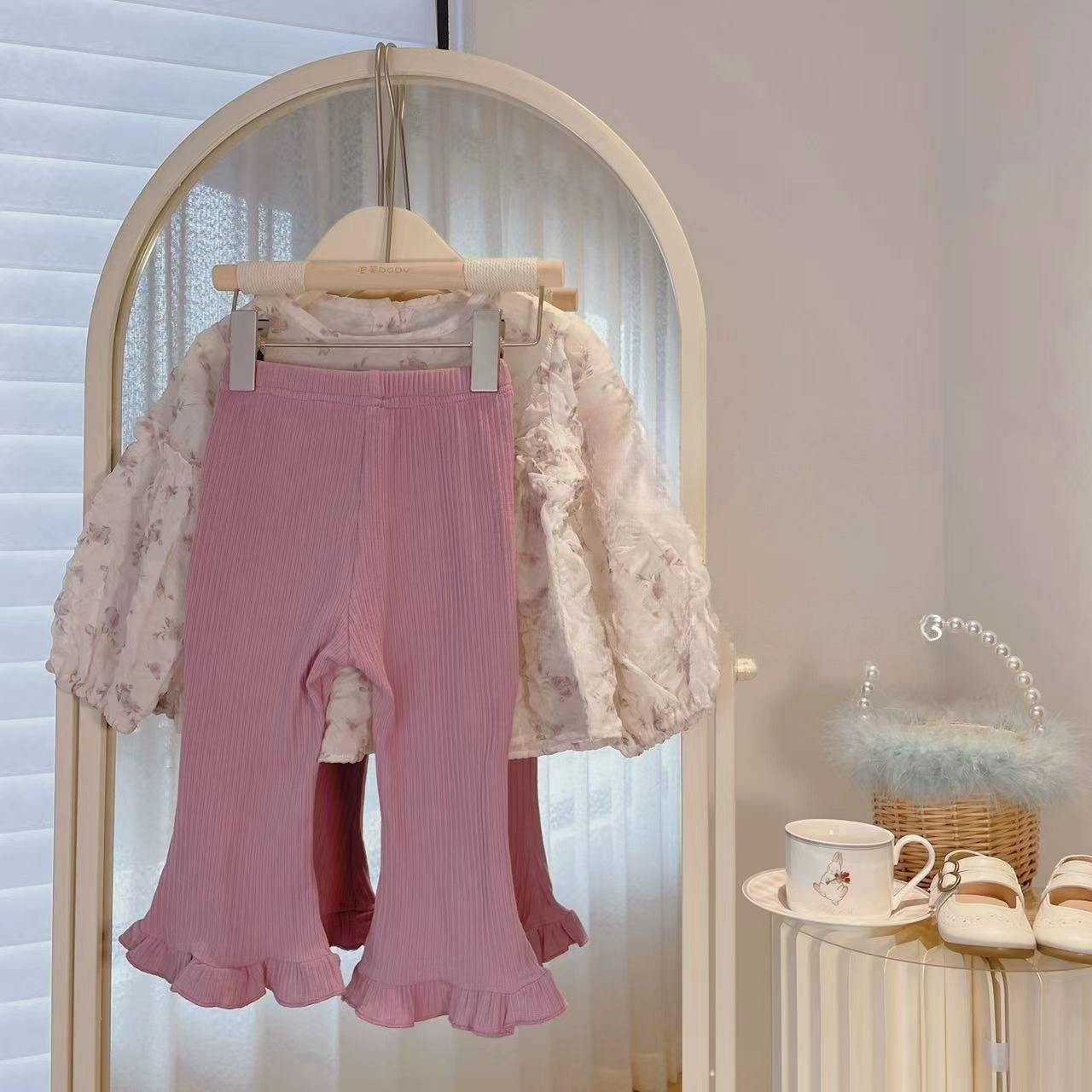 Baby Girls Korean Autumn Floral Top & Lace Pants Set – Baby & Children's Outfits – Image 4