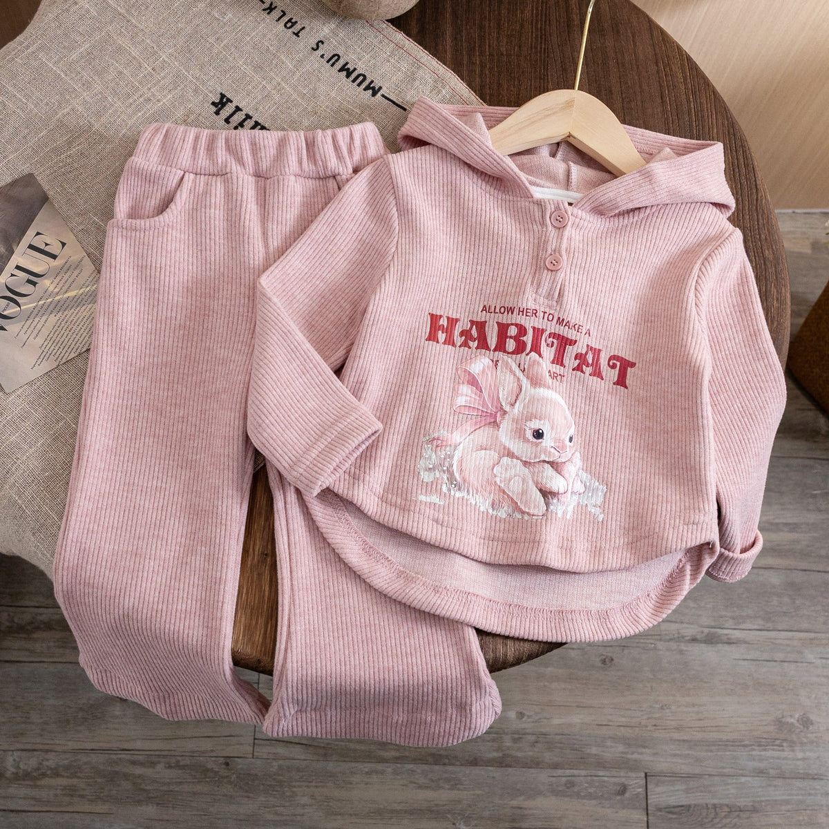 Baby Girls Rabbit Hooded Sweatshirt Set Autumn – Baby & Children's Outfits – Image 1