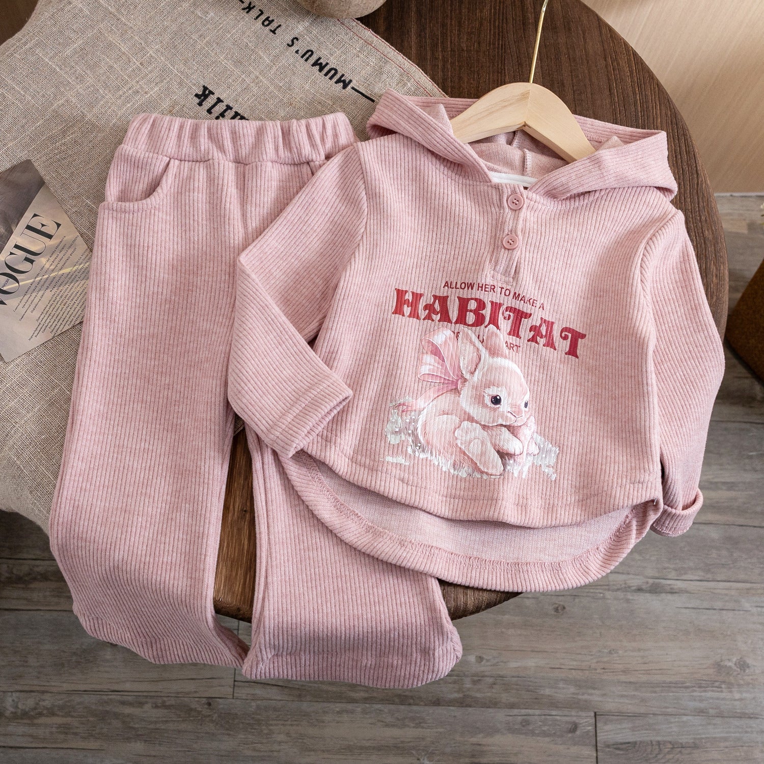 Baby Girls Rabbit Hooded Sweatshirt Set Autumn – Baby & Children's Outfits – Image 1