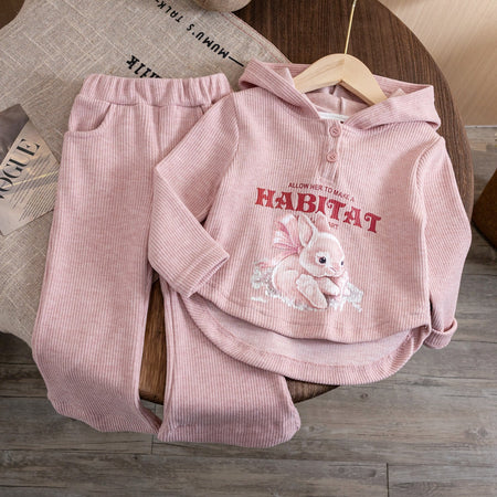 Baby Girls Rabbit Hooded Sweatshirt Set Autumn – Baby & Children's Outfits – Image 1