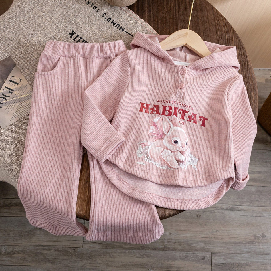 Baby Girls Rabbit Hooded Sweatshirt Set Autumn – Baby & Children's Outfits – Image 1