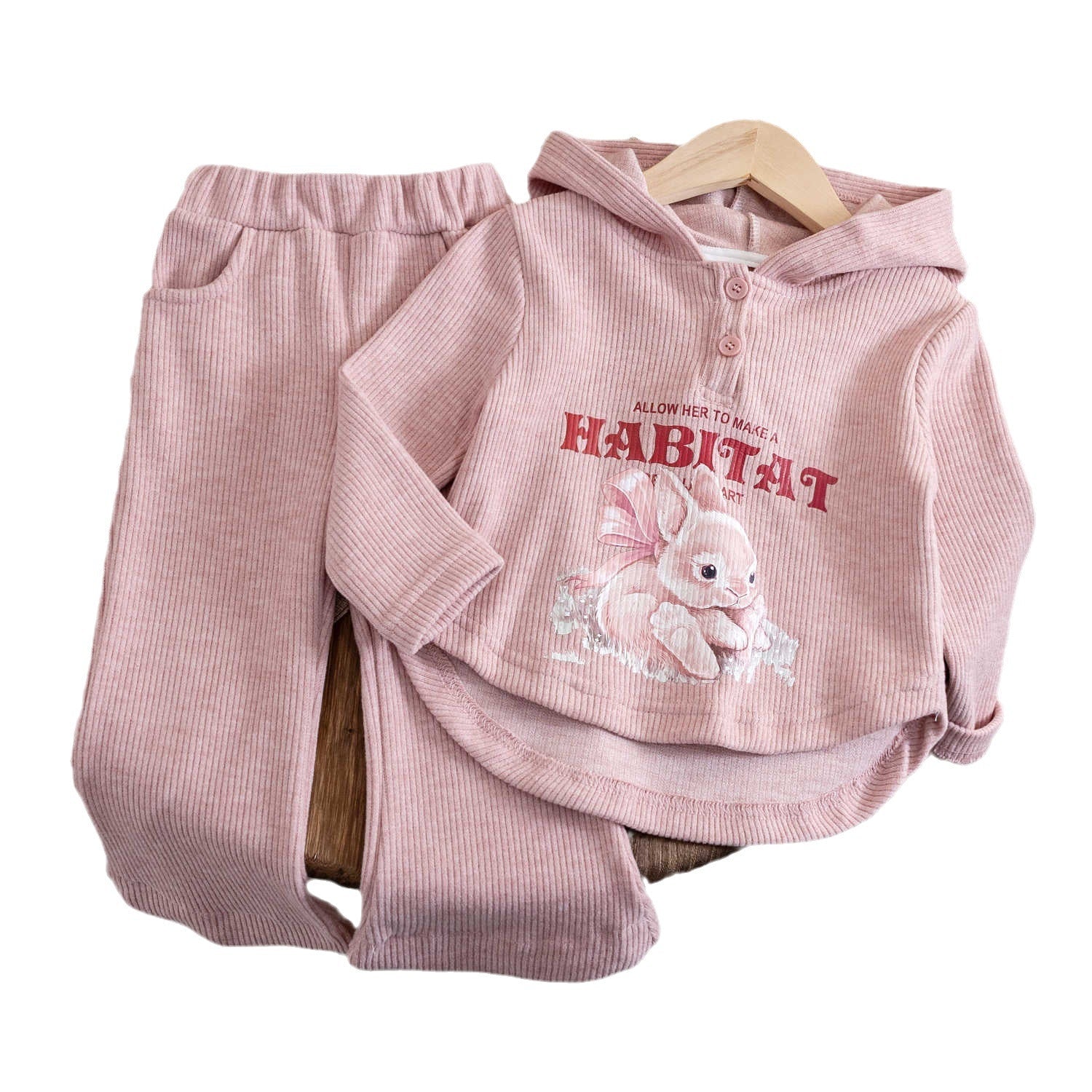 Baby Girls Rabbit Hooded Sweatshirt Set Autumn – Baby & Children's Outfits – Image 5