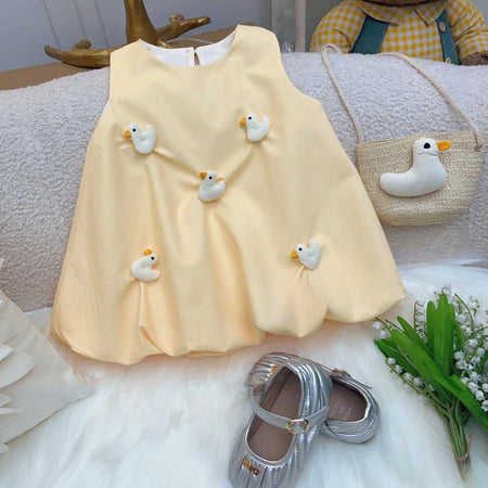 Baby Girls Yellow Duck Flower Bud Dress Set – Baby & Children's Outfits – Image 2