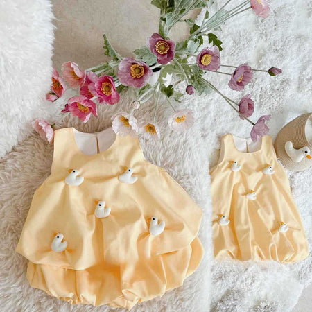 Baby Girls Yellow Duck Flower Bud Dress Set – Baby & Children's Outfits – Image 3