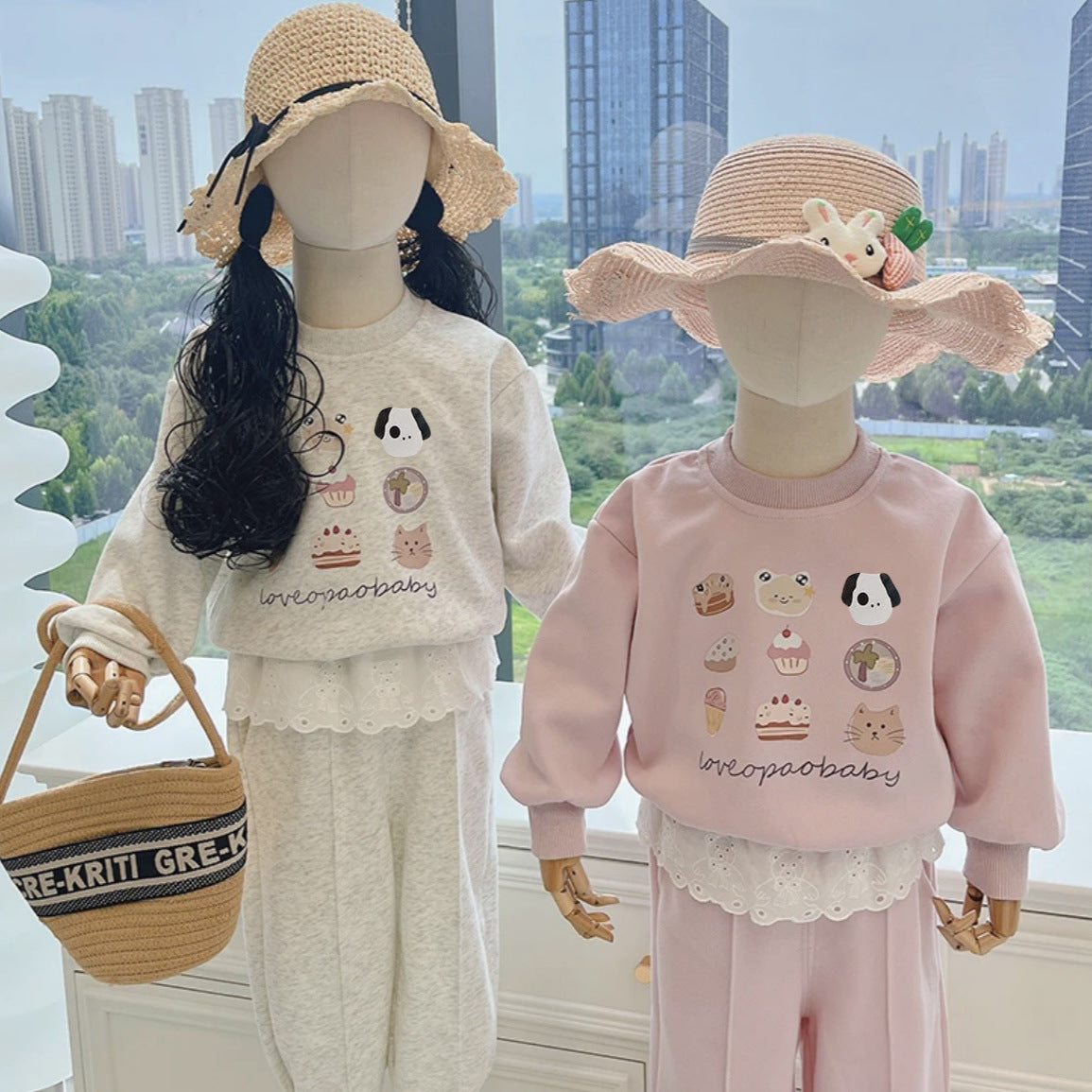 Baby Girls Cartoon Sweatshirt Set Autumn Spring – Baby & Children's Outfits – Image 1