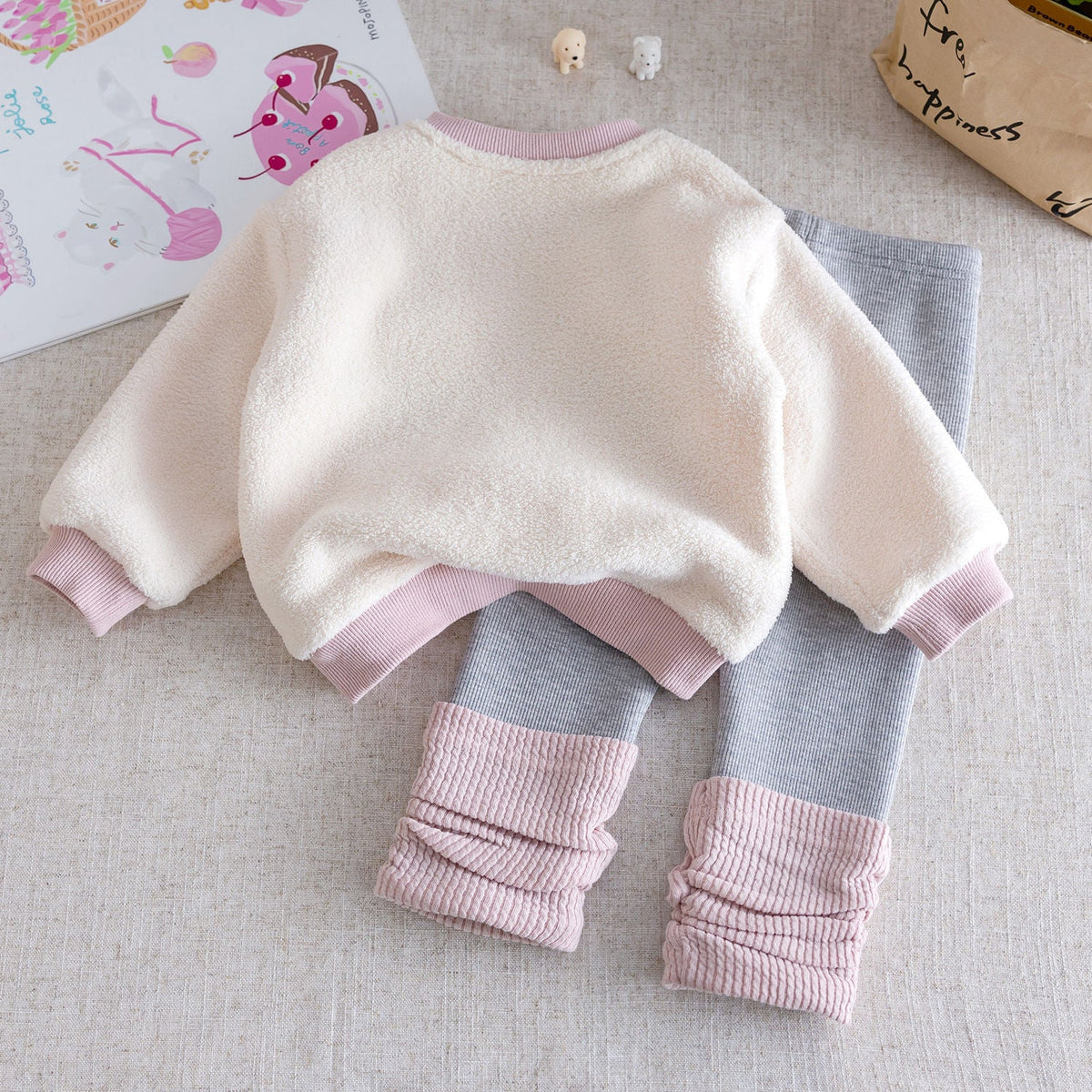 Baby Girls Cartoon Cat Fleece Winter Suit Set – Baby & Children's Outfits – Image 2