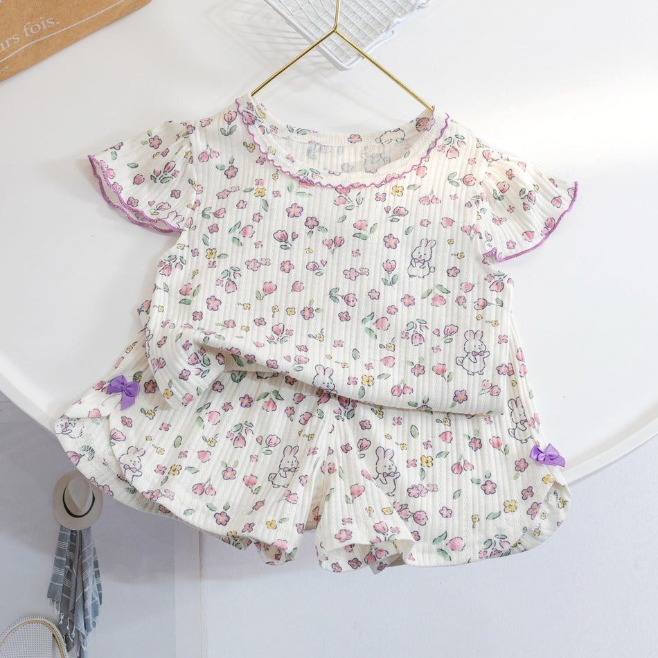 Baby Girls Cotton Floral Pajama Set Summer – Baby & Children's Outfits – Image 1