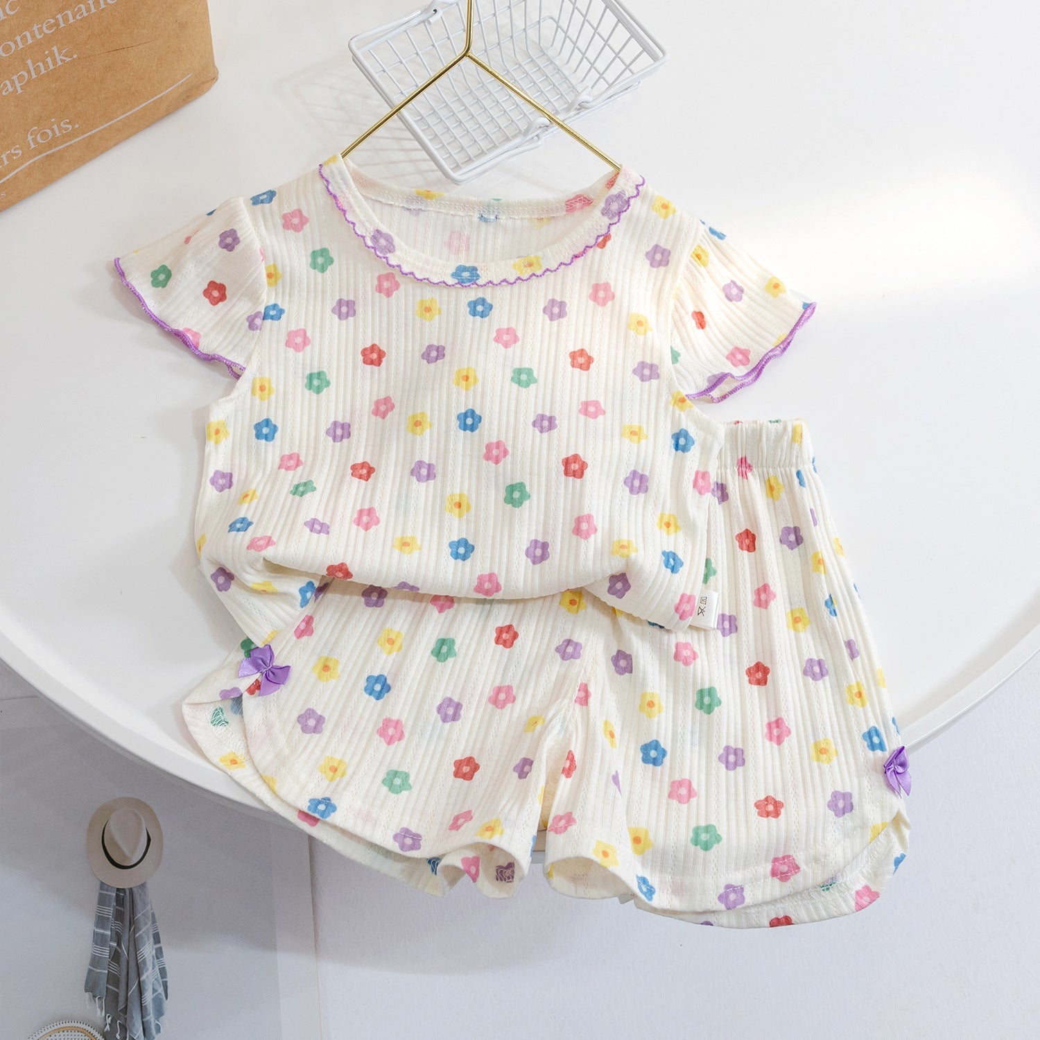 Baby Girls Cotton Floral Pajama Set Summer – Baby & Children's Outfits – Image 2