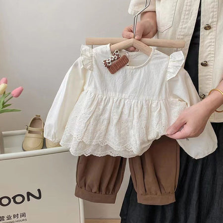 Baby Girls Lace Shirt Autumn Suit Set – Baby & Children's Outfits – Image 1