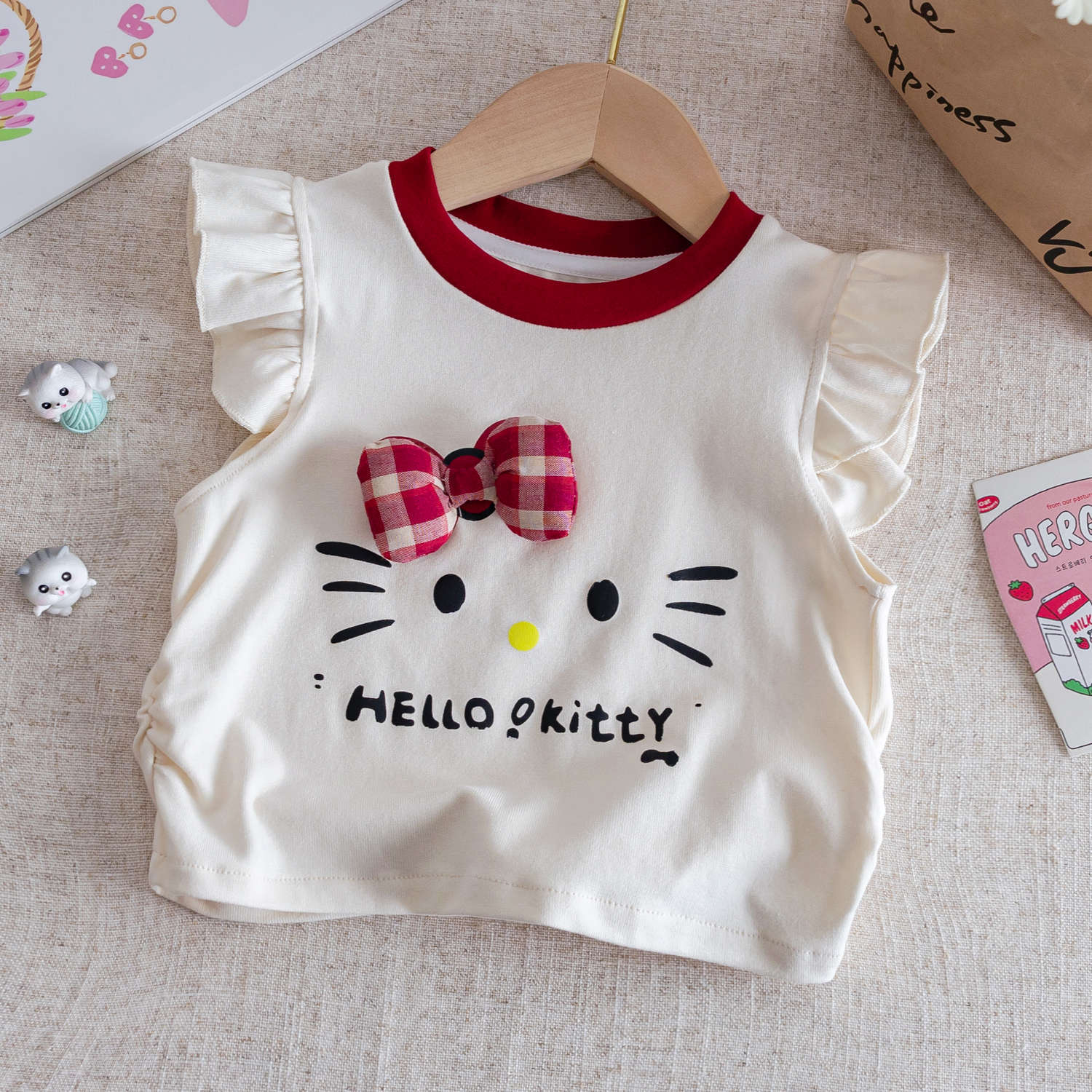 Baby Girls Cartoon Cat Top & Plaid Skirt Set – Baby & Children's Outfits – Image 3