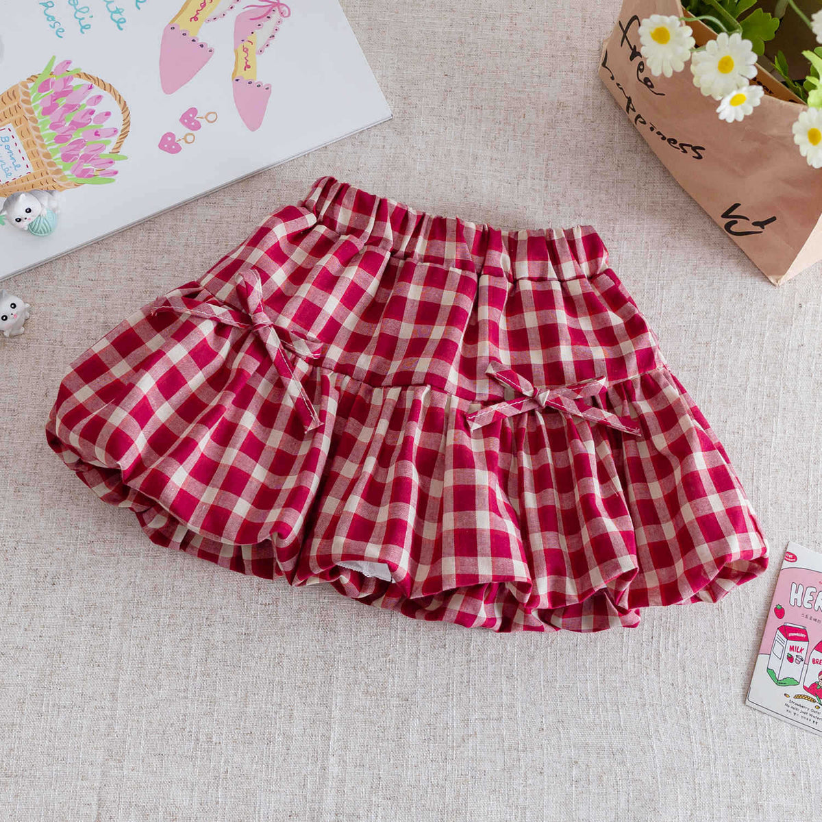 Baby Girls Cartoon Cat Top & Plaid Skirt Set – Baby & Children's Outfits – Image 4
