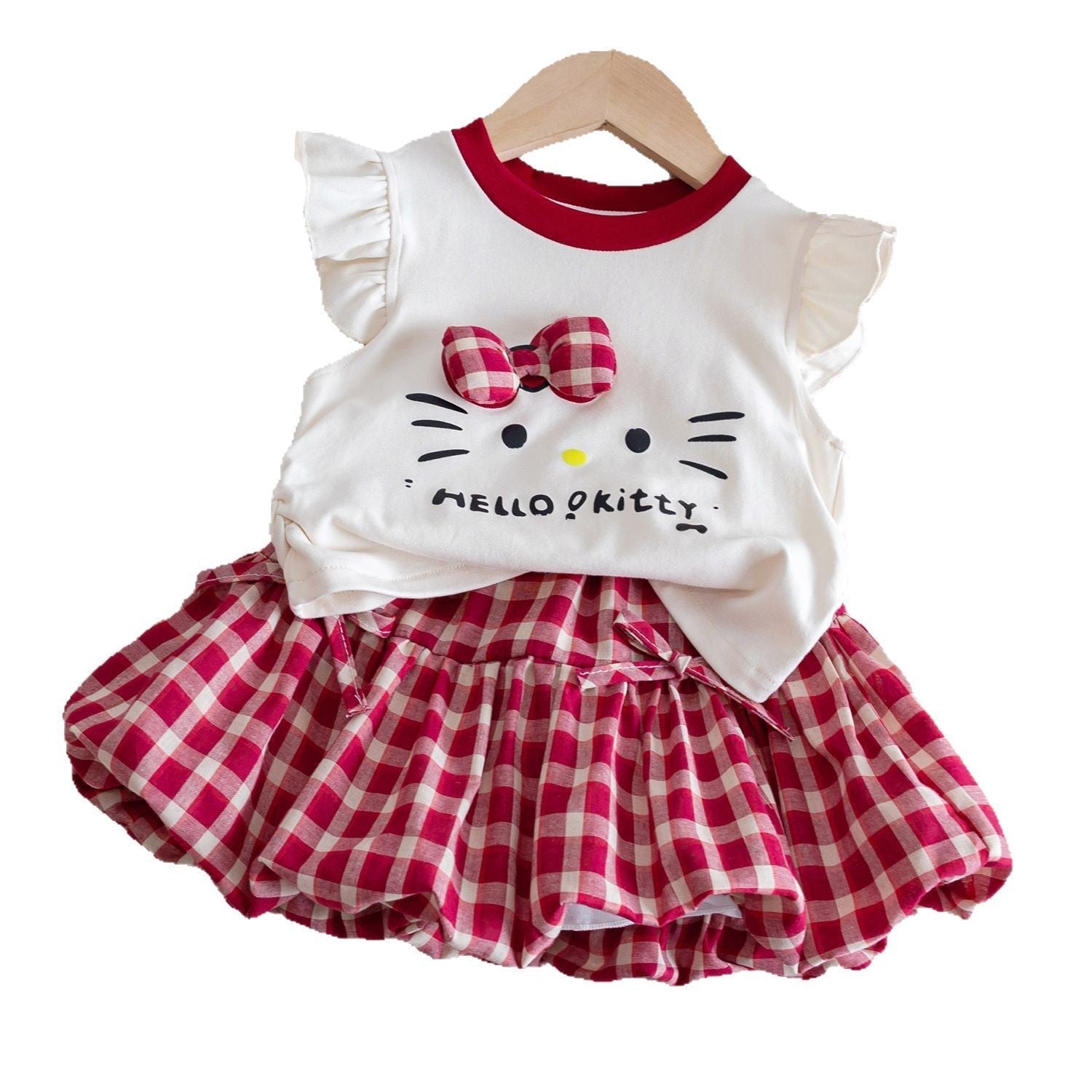 Baby Girls Cartoon Cat Top & Plaid Skirt Set – Baby & Children's Outfits – Image 5
