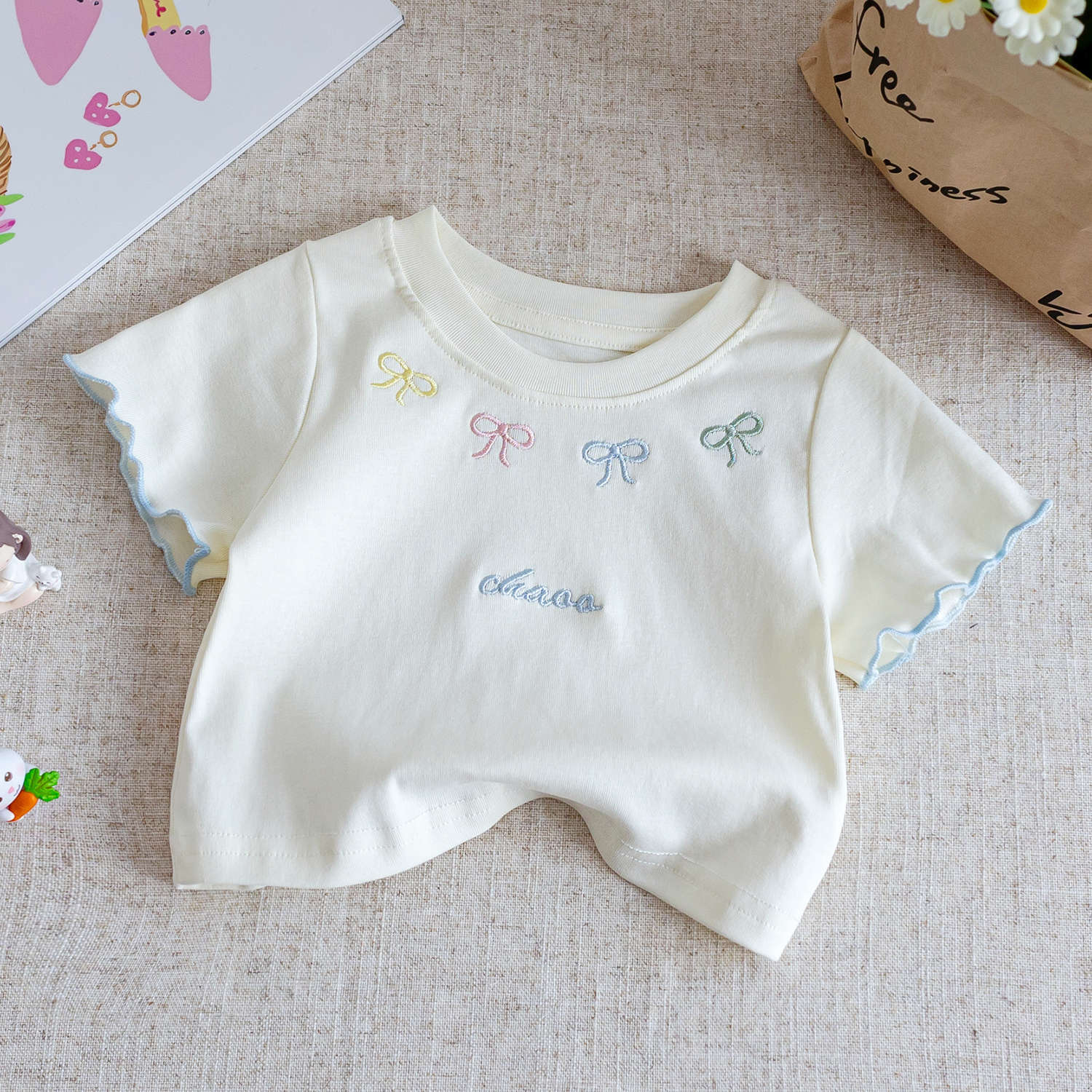 Baby Girls Korean Bow T-Shirt & Denim Shorts Set – Baby & Children's Outfits – Image 3