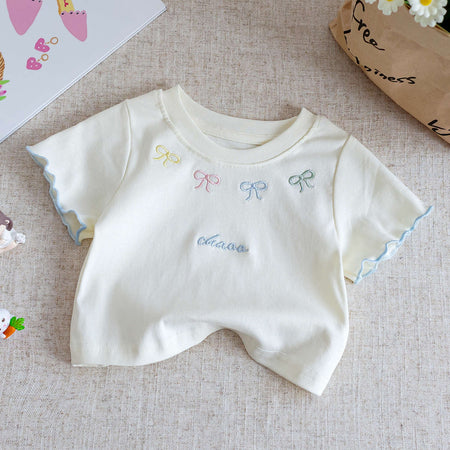 Baby Girls Korean Bow T-Shirt & Denim Shorts Set – Baby & Children's Outfits – Image 3