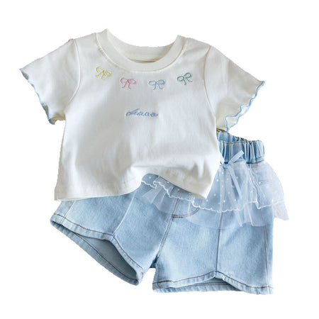 Baby Girls Korean Bow T-Shirt & Denim Shorts Set – Baby & Children's Outfits – Image 5