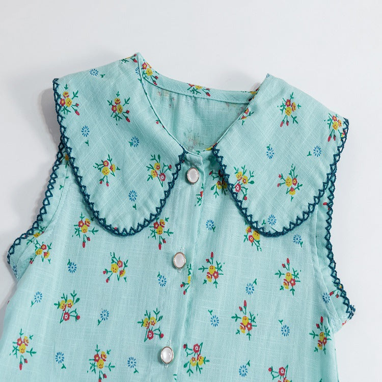 Baby Girls Korean Doll Collar Floral Shorts Set – Baby & Children's Outfits – Image 3