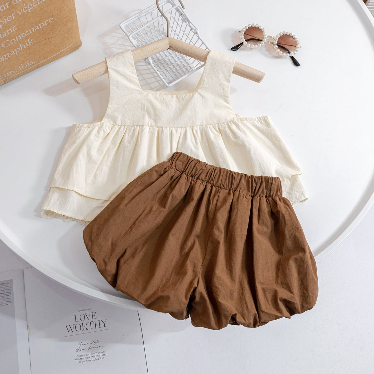 Baby Girls Lace Sling Doll Shirt & Flower Pants Set – Baby & Children's Outfits – Image 2