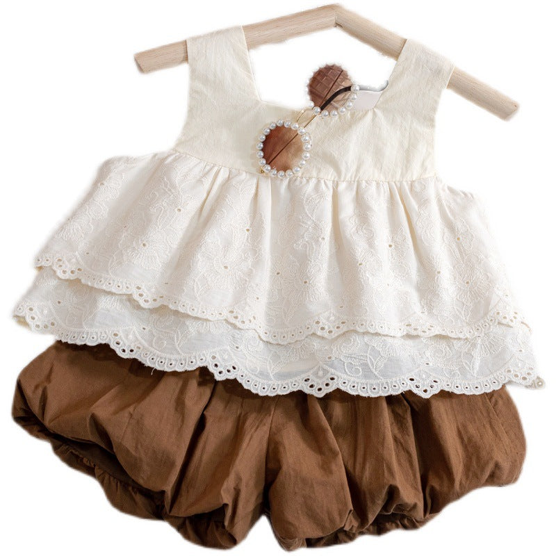 Baby Girls Lace Sling Doll Shirt & Flower Pants Set – Baby & Children's Outfits – Image 5
