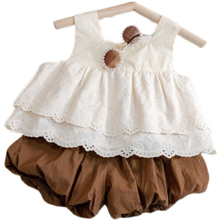 Baby Girls Lace Sling Doll Shirt & Flower Pants Set – Baby & Children's Outfits – Image 5