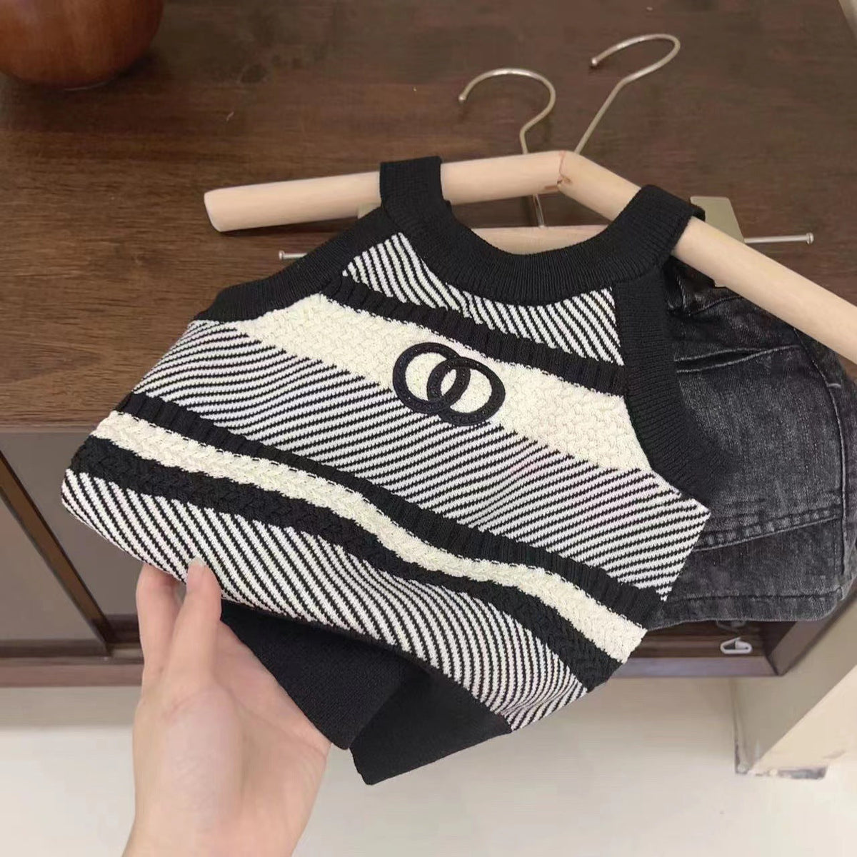 Baby Girls Striped Suspender Top & Denim Shorts Set – Baby & Children's Outfits – Image 3