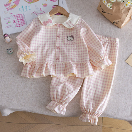 Baby Girls Korean Cartoon Pajama Set Spring Autumn – Pajamas – Image 1